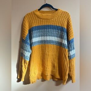 Urban Outfitters BDG Striped Waffle Knit Oversized Pullover Sweater, Comfy Cozy
